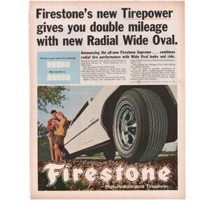 Firestone Tire Magazine Advertisement Color 1969 Vintage Supreme Radial Wide